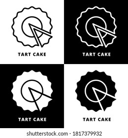 Tart Cake Food Vector Logo. Dessert Sweet Cake Icon Line and Glyph Style. Food bakery and cake Symbol Illustration