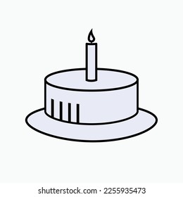 Tart Cake Icon within Glyph Style. Dessert, Birthday. Anniversary Symbol.