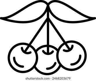 Tart Cherries Vector Line Icon Design