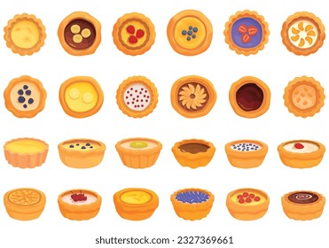 Tart icons set cartoon vector. Egg food. Cake party