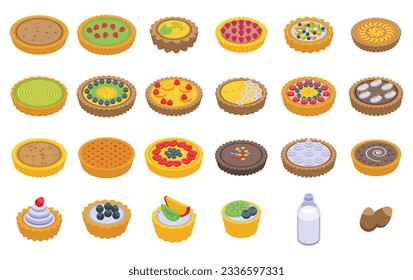 Tart icons set isometric vector. Egg food. Cake party