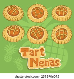 Tart Nenas is a delightful pineapple tart, featuring a buttery, flaky crust filled with sweet-tangy pineapple jam, often enjoyed as an Asian festive treat.