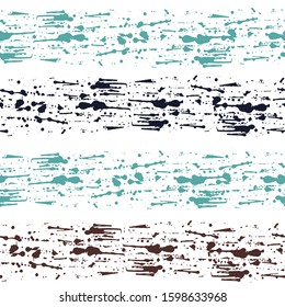 Tartan. Azure and black paintbrush lines horizontal seamless texture for background. Hand drown paint strokes design. For fabric.