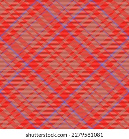 Tartan background check. Vector fabric texture. Seamless pattern textile plaid in red and blue colors.