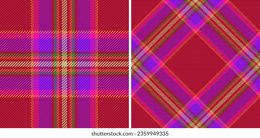 Tartan background pattern of fabric plaid textile with a texture check seamless vector in set.