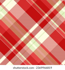 Tartan background seamless of fabric textile check with a pattern vector texture plaid in red and light yellow colors.
