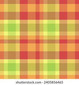 Tartan background texture of textile pattern seamless with a fabric plaid check vector in orange and red colors.
