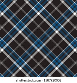 Tartan black and blue seamless pattern.Texture for plaid, tablecloths, clothes, shirts, dresses, paper, bedding, blankets, quilts and other textile products. Vector illustration EPS 10