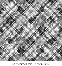 Tartan black white fabric texture seamless pattern. EPS Vector Illustration