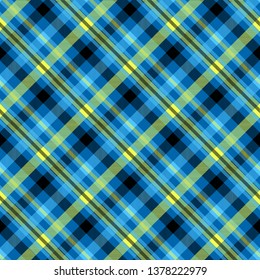 Tartan blue color seamless vector pattern