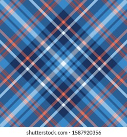 Tartan blue and orange seamless pattern.Texture for plaid, tablecloths, clothes, shirts, dresses, paper, bedding, blankets, quilts and other textile products. Vector illustration EPS 10