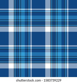 Tartan blue and white seamless pattern.Texture for plaid, tablecloths, clothes, shirts, dresses, paper, bedding, blankets, quilts and other textile products. Vector illustration EPS 10
