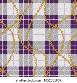 Tartan and chainsl pattern seamless. 
Design for fabric, wallpaper, wrapping, background.