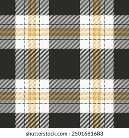 Tartan check fabric of seamless plaid textile with a pattern background texture vector in grey and white colors.