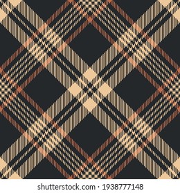 Motif de chèque tatan en orange, beige, marron. Texture vectorielle graphique en plâtre foncé pour chemise flanelle d'automne, couverture, couverture de couette, autres motifs modernes de mode quotidienne.