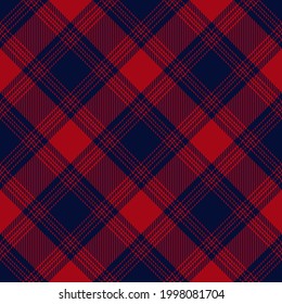 Tartan check pattern in red and navy blue. Seamless dark autumn winter fashion plaid background vector graphic for flannel shirt or other modern fabric design. Striped ombre texture.