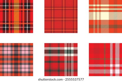 Tartan check pattern set, seamless patterns