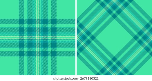 Tartan-Scheck-Muster aus textilem nahtlosem Gewebe mit einer Hintergrund-Vektor-Textur kariert. Set in Neonfarben für Fashion-Bandanas im coolen Stil.