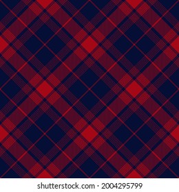 Tartan check pattern vector in red and navy blue. Seamless dark textured plaid graphic for flannel shirt, skirt, blanket, throw, other modern spring summer autumn winter fashion fabric design.