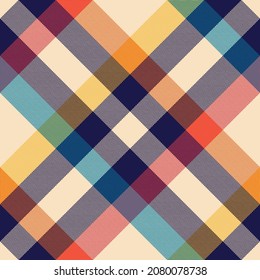 Tartan check plaid pattern for autumn winter in navy blue, orange, red, yellow, beige. Seamless herringbone colorful buffalo check pattern for scarf, blanket, duvet cover, other fashion fabric print.