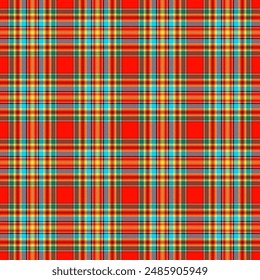 Tartan check plaid pattern. Christmas graphic in navy blue, red, green, yellow. Seamless dark texture for winter holiday flannel shirt, duvet cover, scarf, other modern fashion textile print,EPS 10.