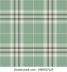 Tartan check plaid pattern in grey and soft green. Seamless background vector for flannel shirt, blanket, duvet cover, throw, scarf, other modern spring summer fashion textile print.