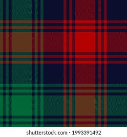 Tartan Check Plaid Pattern In Red, Green, Navy Blue For Christmas Design. Seamless Herringbone Textured Dark Graphic For Scarf, Blanket, Duvet Cover, Throw, Other Modern Winter Fashion Textile Print.