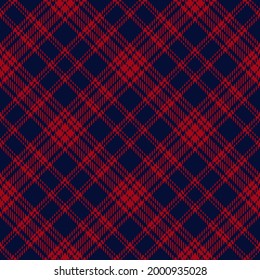 Tartan check plaid pattern in red and navy blue. Seamless dark textured plaid background graphic for flannel shirt, skirt, blanket, duvet cover, throw, scarf, other modern fashion fabric print.