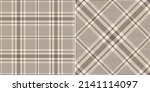 Tartan check plaid pattern tweed in brown and beige. Seamless neutral glen plaid vector illustration for spring summer autumn winter dress, scarf, jacket, skirt, throw, blanket, other fabric design.