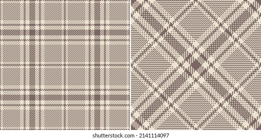 Tartan check plaid pattern tweed in brown and beige. Seamless neutral glen plaid vector illustration for spring summer autumn winter dress, scarf, jacket, skirt, throw, blanket, other fabric design.