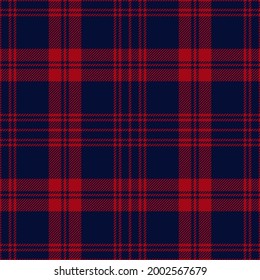 Tartan check plaid pattern vector in red and navy blue. Seamless dark plaid graphic background for flannel shirt, blanket, throw, other modern spring autumn winter fashion textile design.