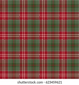 Tartan check plaid texture seamless pattern in red and green. Vector illustration
