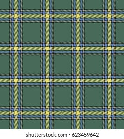 Tartan check plaid texture seamless pattern in yellow, blue and green. Vector illustration