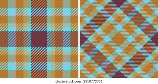 Tartan check plaid of vector background texture with a pattern seamless fabric textile in set.