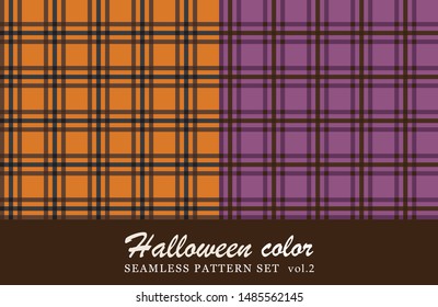 tartan check seamless pattern set. halloween color.