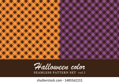 tartan check seamless pattern set. halloween color.