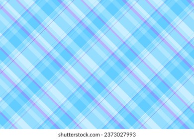 Tartan check seamless of vector textile texture with a plaid background fabric pattern in cyan and light colors.