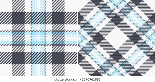 Tartan check textile of background texture pattern with a vector fabric plaid seamless set in winter colors.
