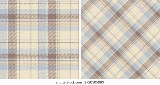 Tartan verificar têxtil de textura de tecido xadrez com um padrão de vetor de fundo sem emenda. Definido em cores de terra de design de tira reta mista.