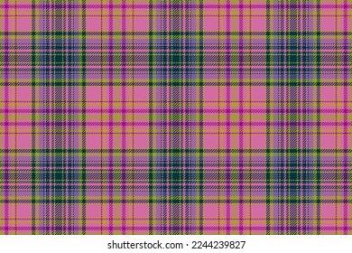 Tartan check vector. Background plaid textile. Texture fabric seamless pattern in pink and yellow colors.