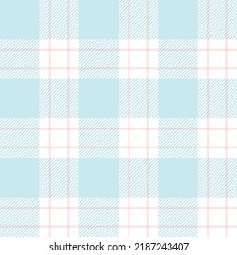 Tartan checked plaids light blue and pink colors. Seamless fabric texture pastel colors.