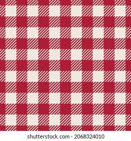 Tartan checkered plaid in red and white in vintage style in vector. Seamless backgrounds for fabric, textiles, jacquard patterns, wrapping paper, holiday decor