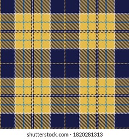 Tartan Cloth Pattern. Checkered plaid vector illustration. Seamless background of Scottish style great for modern designs. For fashion wallpapers, textiles, decorations, wrappings. Blue, Yellow, White