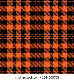 Tartan Cloth Pattern. Checkered plaid vector illustration. Seamless background of Scottish style great for festive designs. For wallpapers, textiles, decorations, wrappings. The Black, and Orange.