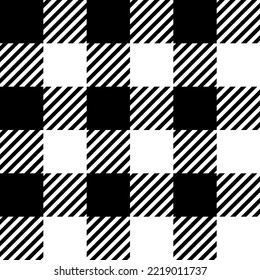 Tartan Cloth Pattern. Checkered plaid vector illustration. Simple seamless background of Scottish style for modern designs. For wallpapers, textiles, decorations, and packings. Black and white colors.