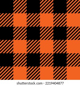 Tartan Cloth Pattern. Checkered plaid vector illustration. Simple seamless background of Scottish style for modern designs. For wallpapers, textiles, decorations, and packings. Black and orange colors