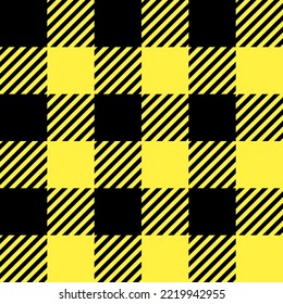 Tartan-Stoffmuster Überdachte Vektorgrafik. Einfach nahtloser Hintergrund schottischen Stils für moderne Designs. Für Tapeten, Textilien, Dekorationen und Verpackungen. Schwarz-Gelb-Farbe.