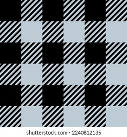 Tartan Cloth Pattern. Checkered plaid vector illustration. Simple seamless background of Scottish style for modern designs. For wallpapers, textiles, decorations, and packings. Light gray and black.