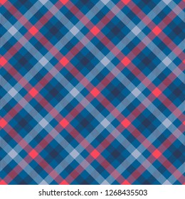 Tartan color seamless vector pattern. Plaid fabric texture. Red, blue checkered textile background