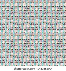 Tartan fabric backdrop. Plaid vector seamless pattern. Abstract multi colored brush strokes. Blue background. Template for design, textile, clothing, ceramic tile, wallpaper, wrapping, carton.